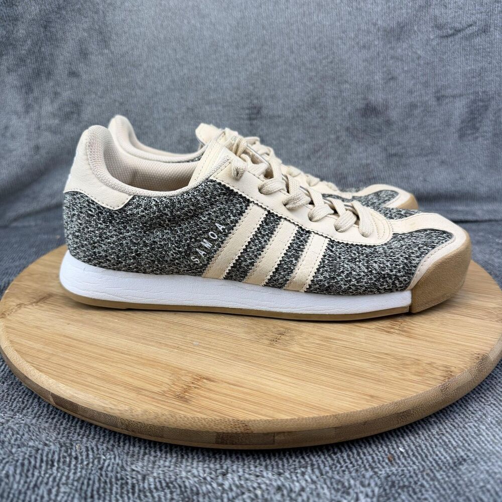 Adidas Samoa Shoes Womens Size 7 Gray Tan Knit Low Top Casual Sneakers BB8613